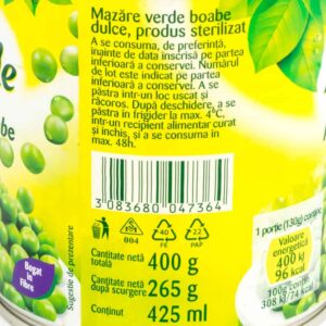 Mazare verde boabe dulce 425ml Bonduelle 4 - Comanda alimente la domiciliu market Braila