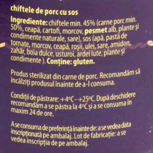 Chiftele de porc cu sos 400g Topoloveni 5 - Alimente la domiciliu Braila market