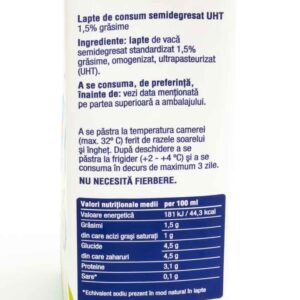 Lapte de consum semidegresat UHT 1,5% 1L Poiana Florilor 1 - Livrare produse alimentare la domiciliu market Braila