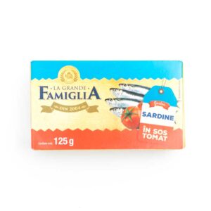 Sardine in sos tomat 125g Famigilia 3 - Magazin online de produse alimentare Brailamarket
