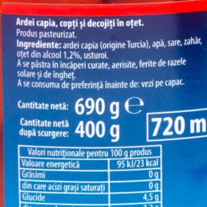 Ardei capia copti si decojiti in otet. - ingrediente - Comenzi online alimente market Braila
