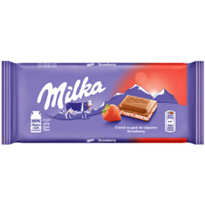 CIOCOLATA CREMA CU GUST DE CAPSUNE 100G MILKA