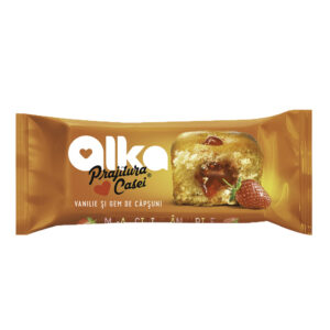 PRAJITURA CASEI VANILIE SI GEM DE CAPSUNI 35G ALKA