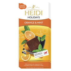 CIOCOLATA CU PORTOCALA CONFIATA SI MENTA 80G HEIDI